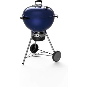Weber Master-Touch Charcoal Grill, 22-Inch, Deep Ocean Blue Premium Outdoor BBQ Grill with Tuck-Away Lid Holder & OneTouch Cleaning System, PorcelainEnameled Kettle