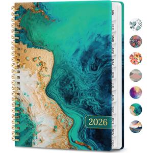 2026 Planner, Weekly and Monthly Calendar Planner Book, January 2026 - December 2026, Hardcover Spiral Planner with Monthly Tabs, Notes Pages, Perfect for Women & Men, A5 (6.4" x 8.5") - Ocean