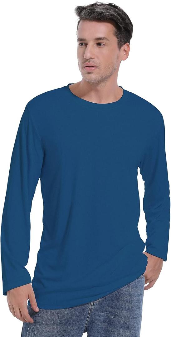 Big & Tall Long Sleeve Moisture Wicking Athletic T-Shirt, Royal, 2XLT (Blue, L)
