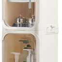 LXLXXL 4-Tier Narrow Storage Cabinet Slim Bathroom Storage Cabinet with Movable Wheels Tall Bathroom Organizer Skinny Cabinet for Small SpacesBeige