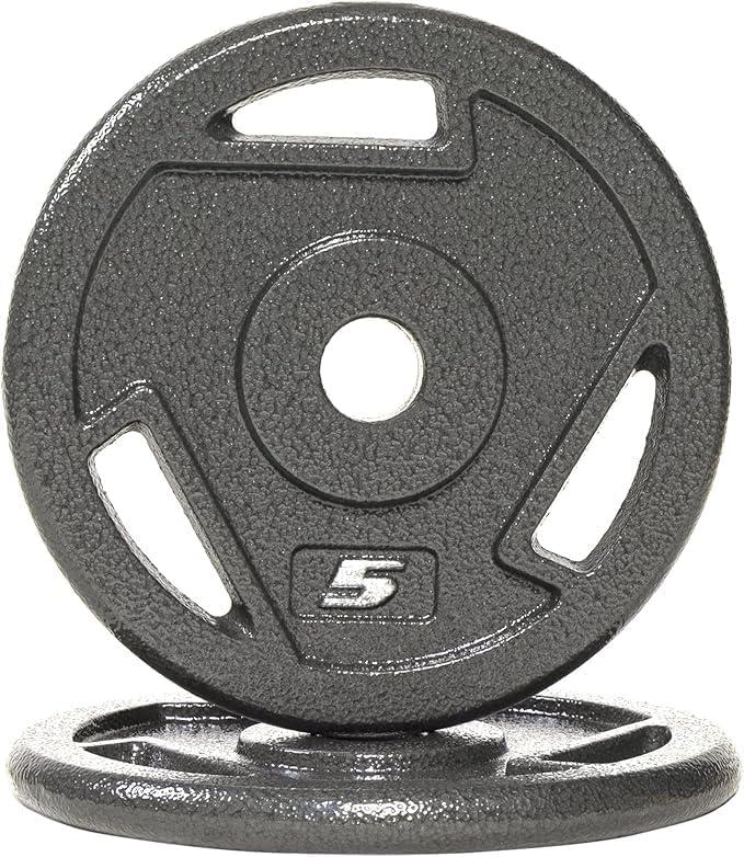 Fitvids Cast Iron 1-Inch Standard Weight Plate for Strength Training & Weightlifting, Multiple Weights A, 5LB Pair