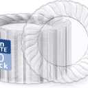 U-QE 60 Pieces Clear Plastic Plates - 9 Inch Disposable Plates - Washable & Reusable - Premium Hard Clear Plates - Party Supplies for Birthdays, Celebrations, Travel, Wedding, Party and Events