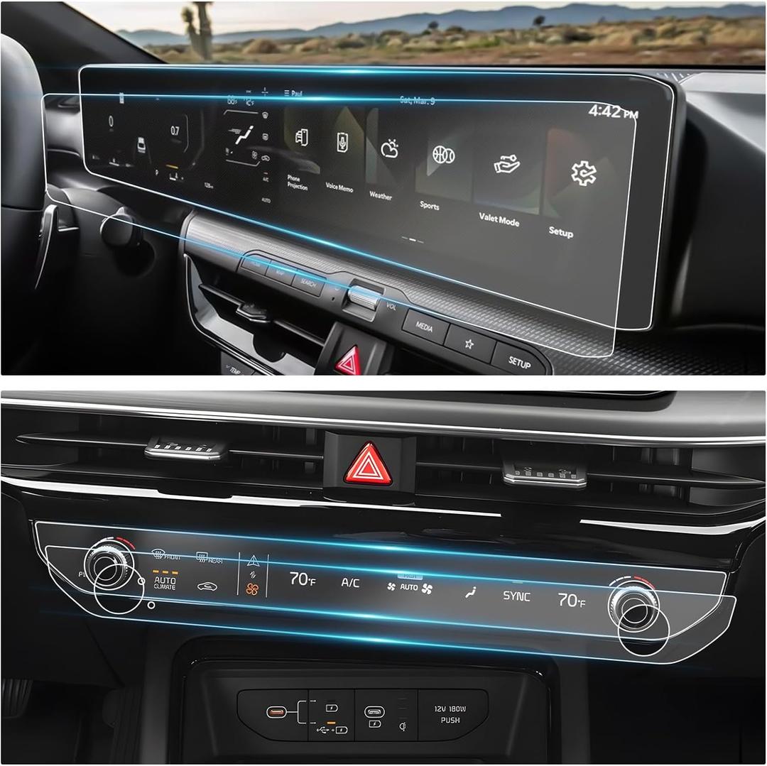 YEE PIN 2025 Kia K5 Screen Protector Antiglare for 2025 2026 Kia K5 (LXS,GT-Line, GT, EX) 12.3" Panoramic Display Climate Control Touchscreen Cover Screen Saver for 2025 K5 Accessories 4 Pack