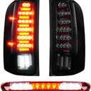 Tail Light + 3rd Brake Cargo Lamp for Chevy Silverado 1500 2007-2013, Silverado 2500 3500 2007-2014, GMC Sierra 3500 2008-2014, High Mount Stop Light Rear LED Taillight Assembly, Only for 3157 Bulb