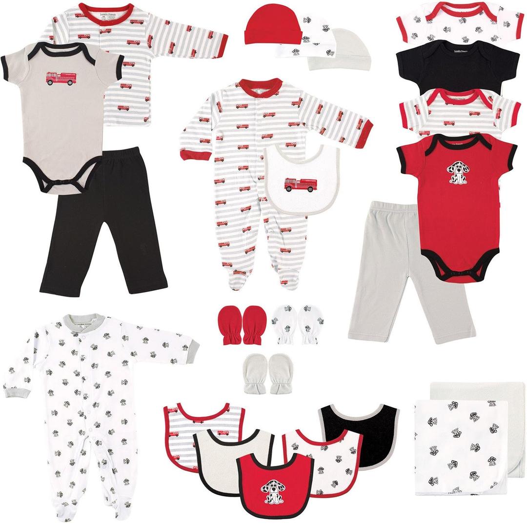Luvable Friends Unisex Baby Layette Gift Cube (0-6 Months, Fire Truck)