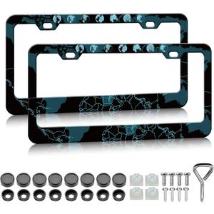 HCSS Map License Plate Frames - 2 Pack Funny Earth Map License Plate Holder, Aluminum Metal Rust-Proof Waterproof Car Decorative Tag Frame for Standard US 12x6 Inch