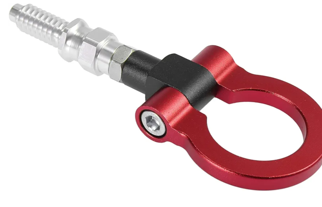 Red Aluminum Alloy Front Bumper Towing Eye Tow Hook for Car Auto Tow Hook Kit