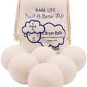 BABL LIFE Wool Dryer Balls-Pack of 6,Premium Reusable New Zealand Natural Fabric Softener,Saves Drying Time, Handmade-Upgraded Version(Made of The Latest Shearing)-2.6 Inch