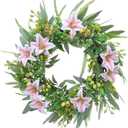 ChrisXiao Wreaths for Front Door 20 Inch Green Spring Wreath All Season Decorative Wreath for Home Front Door, Porch, Window, Farmhouse Porch Party Outdoor Decoration Wreaths