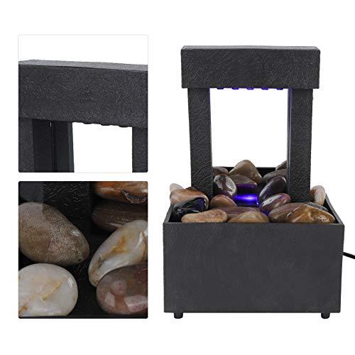 Desktop Tabletop Fountain USB Soft LED Lighted Indoor Rock Waterfall with Stones for Office Home Relaxation Meditation Decor