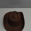 Womens Western Cowboy Hats Studded Pinched Western Cowgirl Hats Wide Brim Fedoras Hat with Belt Buckle (Size:Medium) (Coffee - Round Rivets)