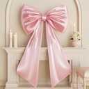 Large Pink Bow for Coquette Room Decor, 40x24 In Satin Ribbon Tie Coquette Birthday Decorations, Giant Pastel Pink Hanging Wall Decor for Ballerina Girl Just Want to Be One (Internal Stability Layer)