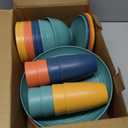 Wheat Straw Dinnerware Sets for 8, Unbreakable Plates and Bowls Sets for 8, 32-Piece Dishes Set, Microwave Safe Plastic Plates Reusable, Cups and Bowls Sets for Kitchen, Outdoor - Multi