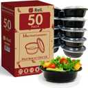 Reli. Meal Prep Bowls w/Lids - 50 Pack (16 oz) | Disposable Bowls with Lids | Microwave/Freezer Safe