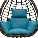 Egg Chair Cushion Waterproof Outdoor/Indoor-Thicken Hanging Basket Swing Cushion,Hanging Egg Chair Cushion Replacement with Headrest for Outdoor Patio Garden Furniture