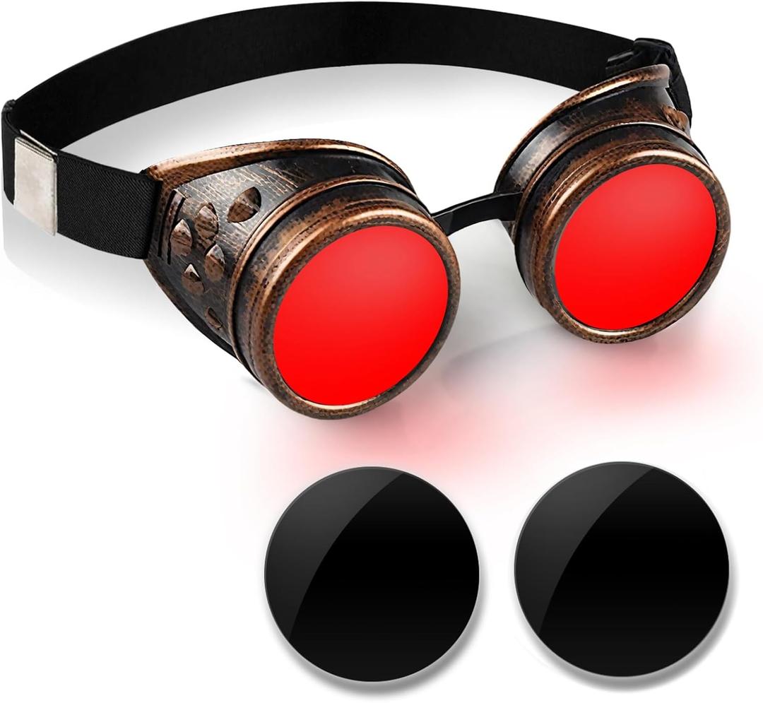 Vintage Steampunk Goggles Costume Halloween Goggles Cosplay for Adult, Women, Kids & Halloween Decorations