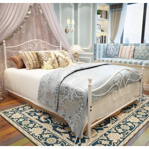 YALAXON Vintage Sturdy Queen Size Metal Bed Frame with Headboard and Footboard Basic Bed Frame No Box Spring Needed (Queen, Grayish White)