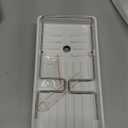 Plastic Sink Caddy, Rustproof Sponge Holder for Kitchen Sink with 304 Stainless-Steel Brush Holder, Countertop Rack Organizer with Raised Ridges & Silicone Drain Tube (Cream White, Large)