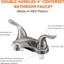 Bathroom Sink Faucets 2/3 Hole,Brushed Nickel Dual Handles 4 inch Plastic Plating Over Bathroom Faucet with Pop-up Drain and 2 Supply Hoses for Apartment Rvs Sink Vanity