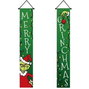 colorlife December's porch sign, Christmas winter holiday hanging banners for courtyard indoor and outdoor parties 12 x 72 inches