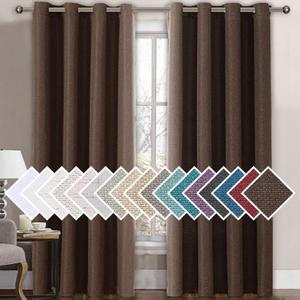 H.VERSAILTEX Linen Blackout Curtain 84 Inches Long for Bedroom/Living Room Thermal Insulated Grommet Linen Curtain Drapes Primitive Textured Burlap Effect Window Drapes 1 Panel - Heather Cocoa Brown
