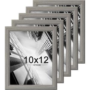 KTKDE 10x12 Picture Frame Set of 5, Wooden frames Grey, Vertical & Horizontal Wall Hanging for Wall or Tapletop Display,Studio Gallery Photo Frame for Photos, Posters & Art Prints (Gray Woodgrain)