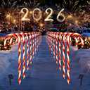 20 Pcs Christmas Candy Cane Lights, 21'' Solar Pathway Lights with 8 Lighting Modes, Waterproof Garden Lights for Outdoor Christmas Patio Yard Walkway Decorations (White)