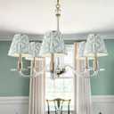 VIHOSE 6 Pcs Pleated Chandelier Lamp Shades 3" Top x 5.5" Bottom x 4.7" Slant Small Lampshades Clip on Bulb Classic Pleated Style Bulb Covers for Wall Sconces Pendant Lighting(Green Floral)