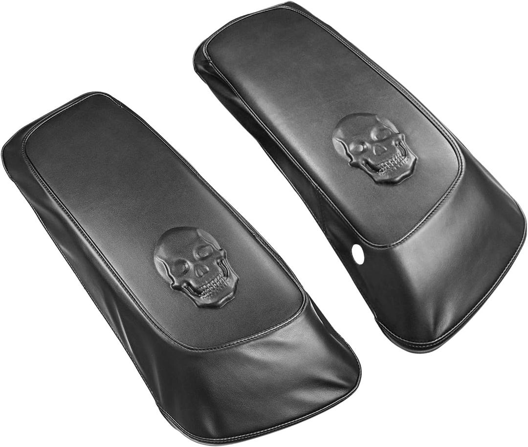 Motorcycle Saddlebag Lid Bra Covers PU Leather Saddlebag Speaker Lid Cover Waterproof Fit for Harley Touring Street Glide 2014-2022 (Black)