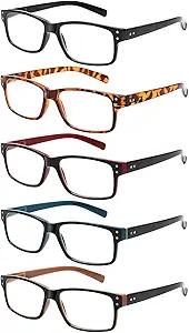 NORPERWIS Reading Glasses 5 Pairs Quality Readers Spring Hinge Glasses for Reading for Men and Women (5 Pack Mix Color, 0.75)