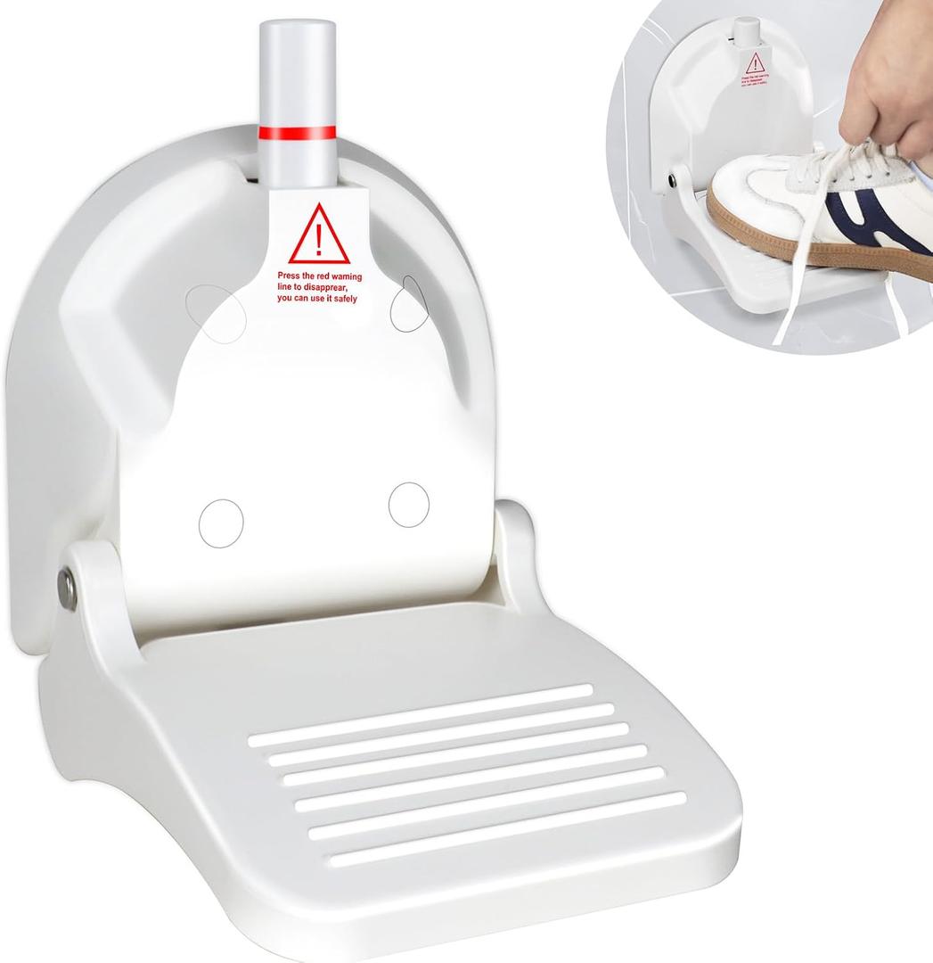 Foldable Shower Foot Rest with Suction Cup for Shaving LegsAnti-Slip Shower Pedal with No Drilling Suction Cup for Pregnant Woman & Back Pain Sufferers- Reduce Body Strain & Bending Over