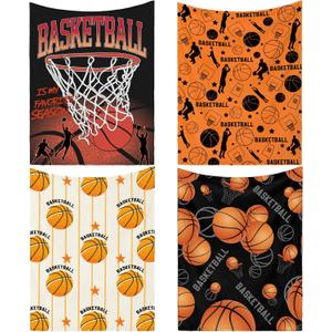 Newwiee 4 Pack Basketball Throw Blankets for Teens Adults Soft Flannel Fleece Sport Ball Blankets Senior Night Gifts for Basketball Players Coaches Teams, 40"x50"