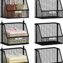 STORAGE MANIAC 3 Tier Hanging Closet Organizer with Mesh Baskets, Clothes Hanging Shelves, Foldable Stackable Storage, Space-Saving Collapsible Basket with Hooks for RV, Dorm, Bedroom, College, Black