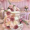 FACINOC Roses Artificial Flowers Pink Bouquets Box Set for DIY Bridal Wedding Shower Decorations Fake Floral Arrangements for Party Table Centerpieces Home Decor Indoor Outdoor Dusty Blush 19pcs