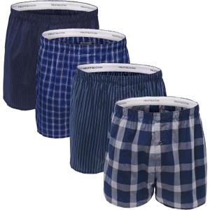Fruit of the Loom Men's Premium Tag-Free Cotton Underwear (Regular & Big Man) (Medium, Boxer - 4 Pack - Woven Assorted)