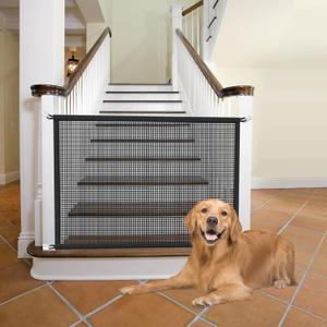 Dog Gate for Stairs Pet Gates for The House: Dogs Screen Mesh Gate for Doorways Stairways Indoor 29 inches Tall, 38 inch Wide, Fits 32-35 inch Openings