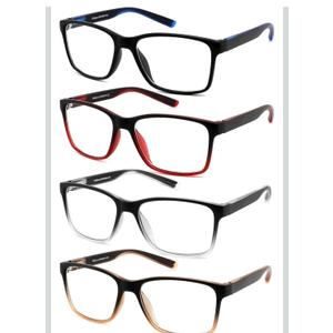 Reading Glasses for Men 4-Pack Stylish Computer Readers with Spring Hinges, Anti Glare/Eye Strain Filter UV Ray Blue Light Blocking Two-Tone Reader Eyeglasses,+1.5 Magnification Strength
