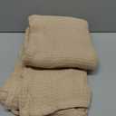 100% Cotton Bed Blanket, Breathable Bed Blanket Twin Size, Cotton Thermal Blankets Twin, Perfect for Layering Any Bed for All Season, Beige, Size: Twin (60 in x 90 in)