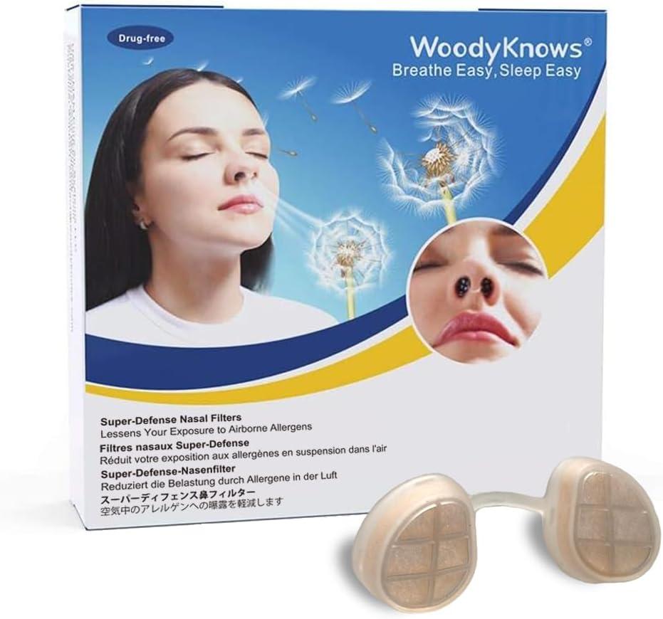 WoodyKnows Super-Defense Nasal Filters, Seasonal Allergies and Industrial Pollution aid, Public Transportation and pet Grooming Protection (Trial, Round, S/M/L/XL)