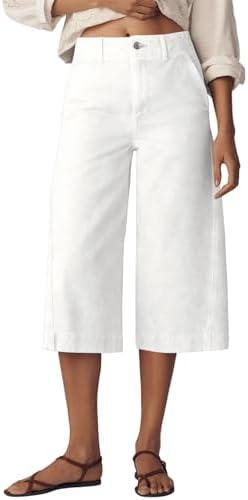 Astylish Capris Jeans for Women Wide Leg High Waisted Stretchy Jean Pants with Slanted Pockets, Size 6