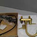 Gold Bathroom Faucet, Brushed Gold Bathroom Faucet, Gold Faucets for Bathroom Vanity, 4 Inch 2 Handle Centerset, Lead-Free, with Copper Pop Up Drain (Brushed Gold)