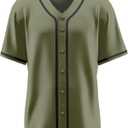Baseball Jersey for Men,Blank Baseball Jerseys Shirts Short Sleeve Hip Hop Sports Casual Button-Down Uniforms (Green, XL)