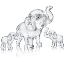 HDCRYSTALGIFTS Set of 3, Crystal Elephant Figurines Collectible Lucky Glass Animals Paperweight Ornament Home Decor Table Centerpiece Gift (3.5'' Mother and 2'' Two Babies)
