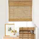 LazBlinds No Tools No Drill Cordless Bamboo Roman Shades, Light Filtering Window Treatment, Roll Up Bamboo Blinds for Window 29'' W x 64'' H, Dali Native