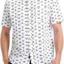M MAELREG Mens Hawaiian Shirts Short Sleeve Button Down Tropical Beach Floral Solid Print Summer Vacation Mens Casual Shirts (Large, White Wild Goose)