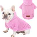 2 Pack Dog Hoodie Warm Hood Dog Sweater Cold Weather Small Dogs Sweatshirt Comfort Pet Clothes for Small Medium Dogs with Pockets (Pink, XL (Back: 16.5",Chest: 21.6", 12.8-17lbs))