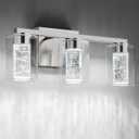 SineRise 3-Light Brushed Nickel Vanity Light with 3 Color Modes (3000K/4000K/6000K), Eye Protection LED Bathroom Light Fixture, Dimmable Modern Wall Light Over Mirror with Clear Glass Shade