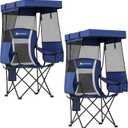 Overmont 2 Pack Camping Chair - Folding Chair with Adjustable Canopy Sunshade