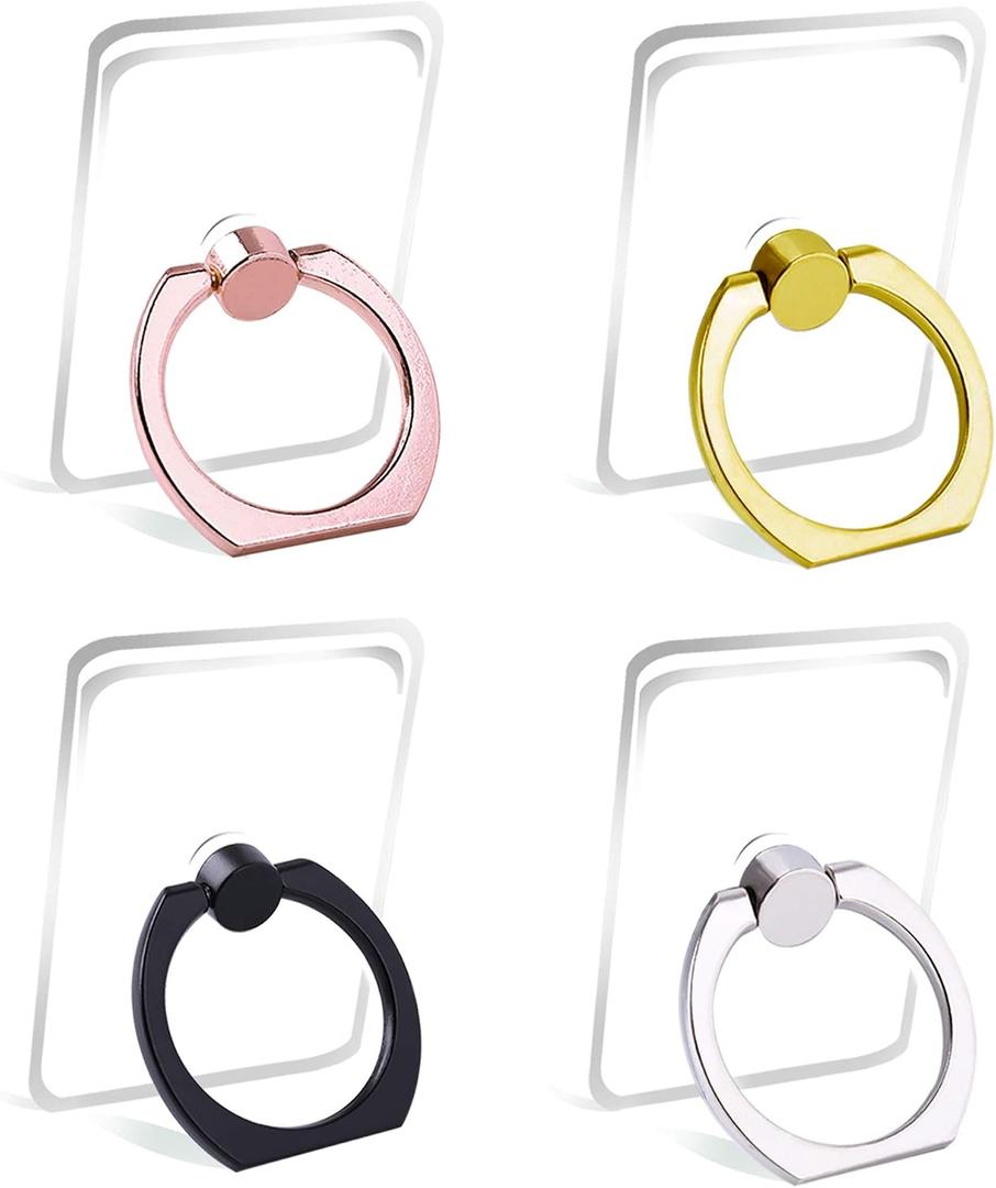Cell Phone Ring Holder Stand Transparent Finger Grip Loop Finger Ring Stand (Black Sliver Gold Rose Gold (Square))