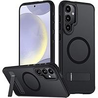 for Samsung Galaxy S24 Case, [Compatible with MagSafe], Adjustable Kickstand,Military Grade Drop Tested, Translucent Matte Phone Case for Galaxy S24 Case (Black)